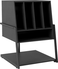 Móvel para gira-discos: estante para discos de vinil com pés ajustáveis 54 x 57 x 76,5 cm, em madeira preta, para a sala Preto