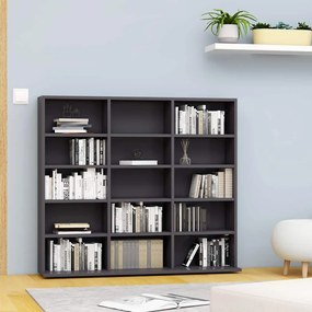 vidaXL Armário para CD 100x23x89,5 cm contraplacado cinzento