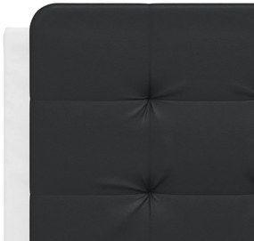 Estrutura cama c/ luzes LED 140x200cm couro artif. branco/preto
