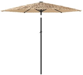 Guarda-sol de jardim com poste de aço 223x223x213 cm castanho