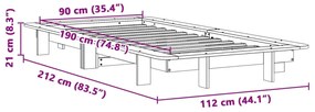 Cama sem colchão 90x190 cm madeira de pinho maciça branco