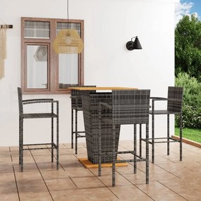 vidaXL 5 pcs conjunto de bar para jardim cinzento