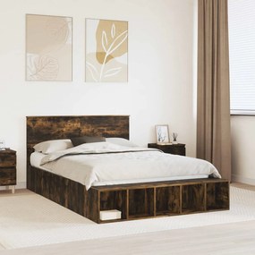 vidaXL Estrutura da Cama com prateleira Carvalho Defumado 140 x 190 cm