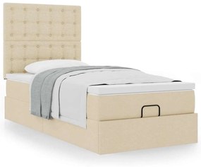 Estrutura de cama otomana com creme de colchão 80x200cm tecido