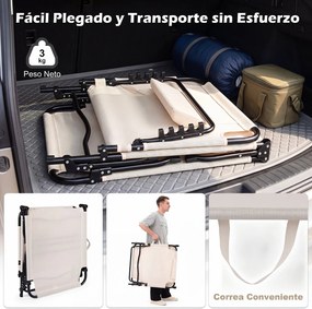 Espreguiçadeira Dobrável para Exterior, 186 x 68 x 33-76 cm, Encosto Ajustável em 4 Posições, Bege