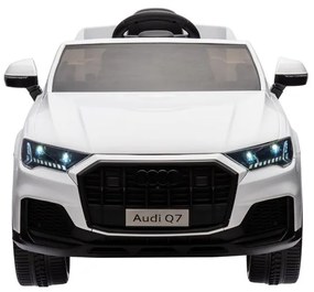 Carro elétrico infantil Audi Q7, 12V módulo de música, banco em pele, pneus de borracha Branco