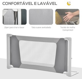 Barreira de Cama para Crianças de 150cm com Altura Ajustável Barreira de Cama Infantil Proteção Anti Queda com Estrutura de Alumínio 150x44x77,5-104,5