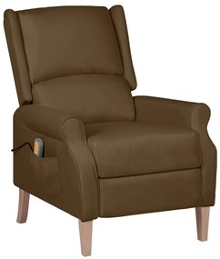 vidaXL Poltrona de massagens reclinável tecido castanho