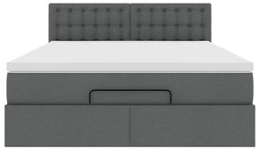 Cama otomana com colchão 140x200 cm tecido cinzento escuro