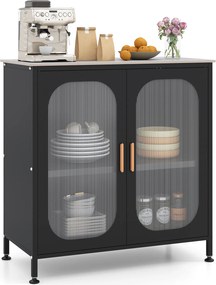 Armário de Cozinha, 83 x 42 x 85,5 cm, Estante Regulável, Preto
