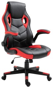 Cadeira de escritório Omis em imitação de pele preta/vermelha