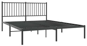 Estrutura de cama em metal com cabeceira 150x200 cm preto