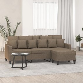 vidaXL Sofá 3 lugares com apoio de pés 180 cm tecido cinza-acastanhado