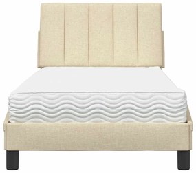 Cama com colchão 80x200 cm tecido cor creme