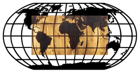 Acessório Decorativo de Parede World Map 2 – Nogueira e Preto – 102 x