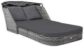 vidaXL Espreguiçadeira com toldo vime PE antracite