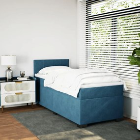 Cama boxspring com colchão 90x190 cm veludo azul