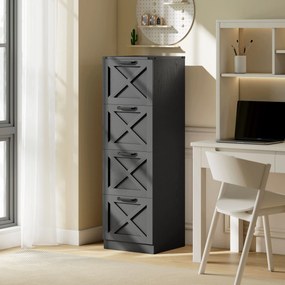 Bloco gavetas de Arquivo, 40 x 40 x 131 cm, 4 Gavetas para Dossiers Suspensos, Preto