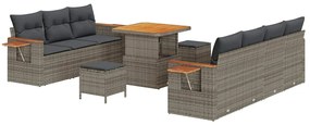 Conjunto de Sofá de Jardim vidaXL 10 Peças com Almofadas Cinza Rattan