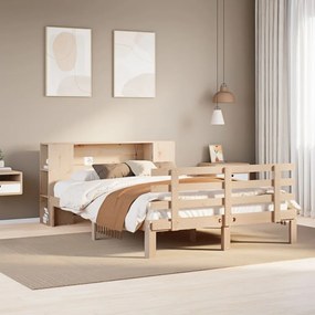 vidaXL Cama com estante sem colchão 120x190 cm pinho maciço
