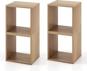 Conjunto de 2 organizadores de arrumação em cubo Organizador de arrumação em cubo empilhável para sala de estar 38 x 33 x 38 cm Naturalcm Natural