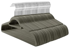 Conjunto de 100 cabides em veludo com barra 45 x 23,5 cm cinzento