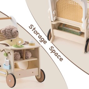 Andador de madeira para bebés com centro de atividades  50 x 37 x 31,5 cm Rattan