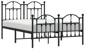 Estrutura de cama com cabeceira e pés 120x190 cm metal preto