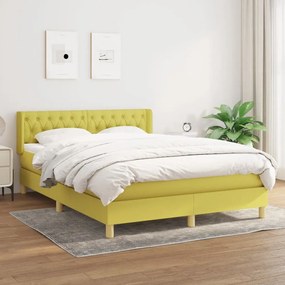 vidaXL Cama com molas/colchão 140x190 cm tecido verde