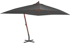 Guarda-sol cantilever c/ poste de madeira 400x300 cm antracite