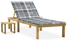 Espreguiçadeira de jardim com mesa e almofadão pinho impregnado