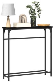 Mesa Console Preto Carvalhos 75x19,5x75 cm Madeira Prensada