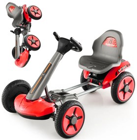 Kart Elétrico Infantil 12v Dobrável com 4 Rodas com Assento Ajustável em 2 Posições e Botão Iniciar 85 x 50 x 50 cm Vermelho
