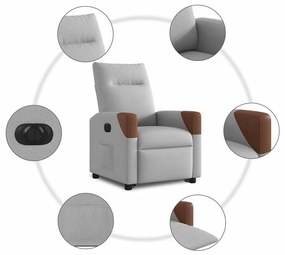 Poltrona reclinável elevatória elétrica tecido cinzento-nublado