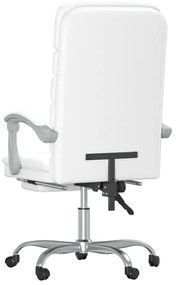Cadeira escritório massagens reclinável couro artificial branco