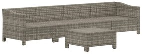 5 pcs conjunto lounge de jardim c/ almofadões vime PE cinzento
