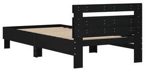 Estrutura cama c/ cabeceira 100x200 cm derivados madeira preto