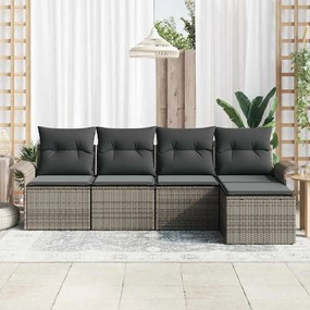 Conjunto de Sofás para Jardim vidaXL com Almofadas Cinza Vime PE
