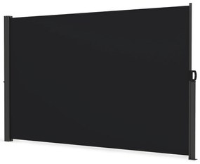 Toldo lateral retrátil para jardim 300 x 180 cm de privacidade para exterior enrolável e dobrável Preto
