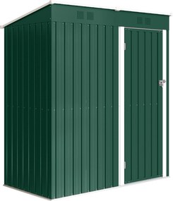 Outsunny Abrigo de Jardim de Aço Galvanizado Exterior 1,37 m² 163x90x179 cm com Porta com Fechadura e Grelhas de Ventilação Verde | Aosom Portugal