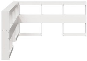 Estante cabeceira forma de L 140 cm madeira pinho maciça branco