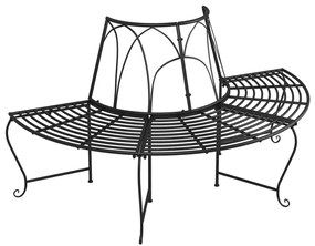 Banco de árvore semicircular 2 pcs Ø159 cm aço preto