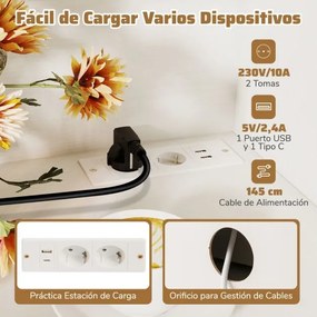Armário de cozinha 65 x 38 x 168 cm com 4 portas e gaveta, estação de carregamento incorporada para sala de estar/jantar branco