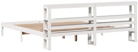 Cama sem colchão 200x200 cm madeira de pinho maciça branco