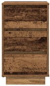 Mesa de cabeceira com luzes LED 38x34x65 cm madeira velha