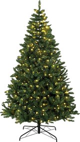 HOMCOM Árvore de Natal 210 cm com 350 Luzes LED, 11 Modos, Controlo Remoto e Base Dobrável em Aço, Verde | Aosom Portugal