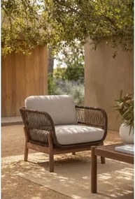 Sillão De Jardim Em Madeira De Acácia E Corda Trançada Karvia Castanho Acácia & Tecido Castanho Avelã - Sklum