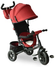 HOMCOM Triciclo 3 EM 1 para Crianças +18 Meses com Pedais Capota Removível e Dobrável Barra Telescópica 102x49x102cm Vermelho | Aosom Portugal