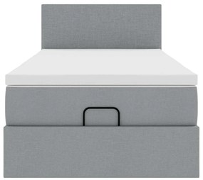 Cama otomana com colchão 90x200 cm tecido cinzento claro