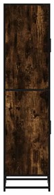 Armário alto 35,5x35x139 cm madeira e metal carvalho fumado